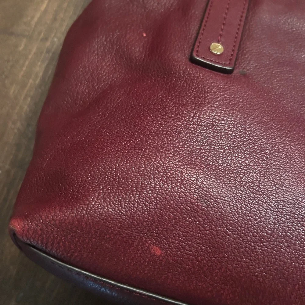 Michael Kors Hamilton Maroon Leather Lock Top Handle Zipper Satchel Shoulder Bag